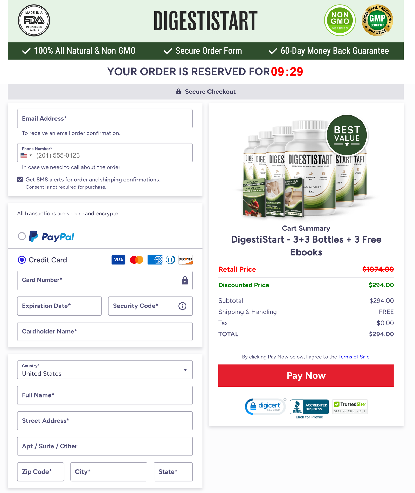 DigestiStart Official Website Secure Order Page